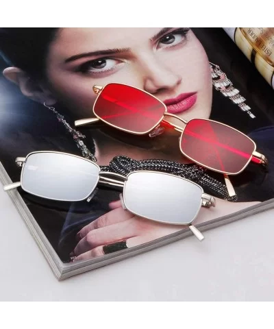 Vintage Sunglasses for Women Men Retro Rectangular Metal Frame Steampunk UV400 Lens - Grey Gold - C618W94R8O6 $7.64 Rectangular