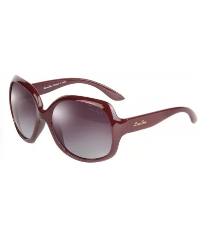 Fashion Vintage Simple Oversized Frame Women's Polarized Sunglasses lsp3113 - Red 1 - CD1237NXNLB $23.94 Round