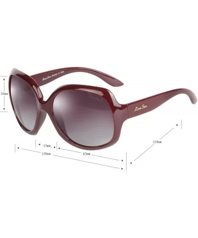 Fashion Vintage Simple Oversized Frame Women's Polarized Sunglasses lsp3113 - Red 1 - CD1237NXNLB $23.94 Round