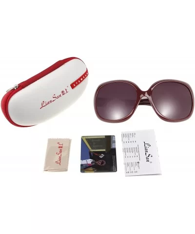 Fashion Vintage Simple Oversized Frame Women's Polarized Sunglasses lsp3113 - Red 1 - CD1237NXNLB $23.94 Round