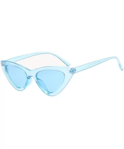 2019 New Cute Sexy Retro Cat Eye Sunglasses Women Black White Triangle Blue - Tea - CV18YZWMS4M $7.02 Oversized