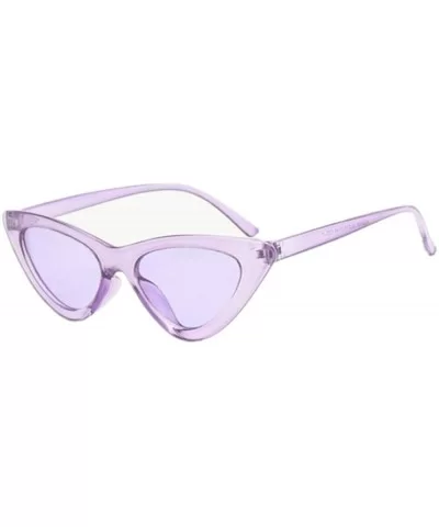 2019 New Cute Sexy Retro Cat Eye Sunglasses Women Black White Triangle Blue - Tea - CV18YZWMS4M $7.02 Oversized