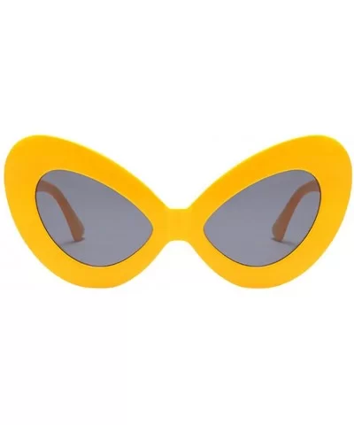 Women Ladie Oversized Butterfly Sunglasses Vintage Style Retro Shades - Yellow Frame+gray Lens - CG18E5G426N $8.54 Butterfly