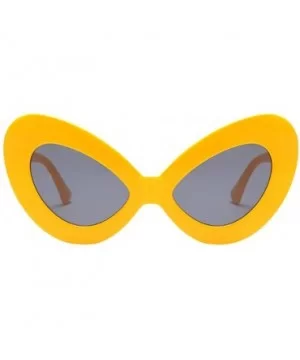 Women Ladie Oversized Butterfly Sunglasses Vintage Style Retro Shades - Yellow Frame+gray Lens - CG18E5G426N $8.54 Butterfly