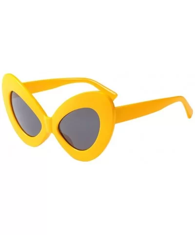 Women Ladie Oversized Butterfly Sunglasses Vintage Style Retro Shades - Yellow Frame+gray Lens - CG18E5G426N $8.54 Butterfly