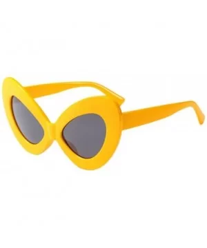 Women Ladie Oversized Butterfly Sunglasses Vintage Style Retro Shades - Yellow Frame+gray Lens - CG18E5G426N $8.54 Butterfly