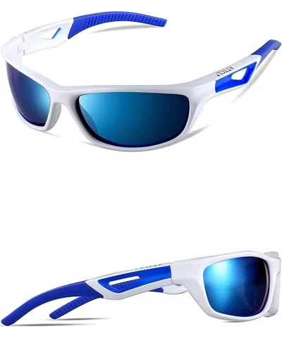 Men's sunglasses polarized sports driving golf running ultra-light frame-blue - CT198NDMW2D $22.00 Sport