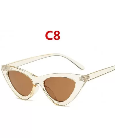 2020 Fashion Sunglasses Woman Vintage Retro Triangular Cat Eye Glasses Transparent Ocean Uv400 (Color C8) - C8 - CI199G57UZW ...