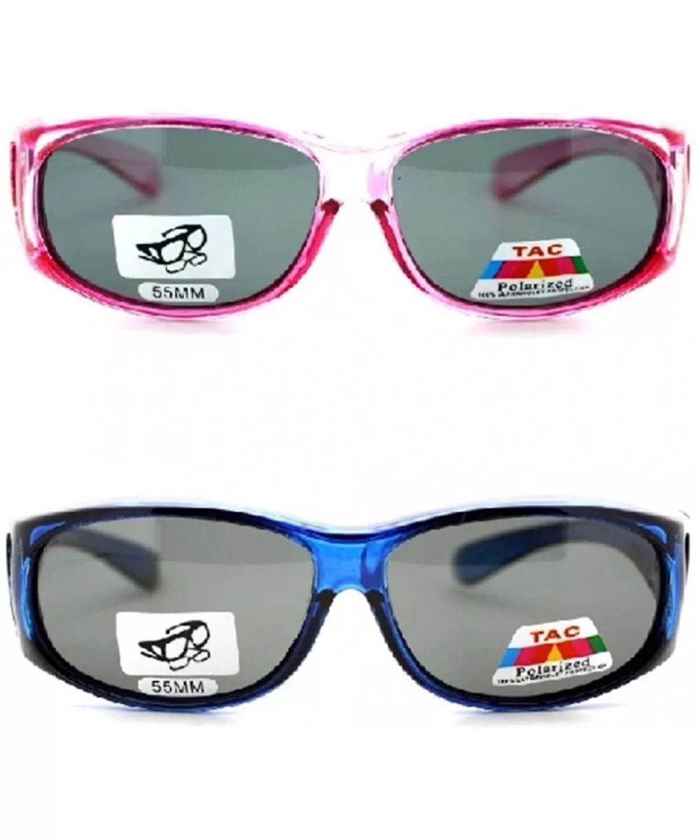 2 Extra Small Polarized Fit Over Sunglasses Wear Over Eyeglasses - Pink / Blue - CN12LMD5NH5 $24.39 Oval