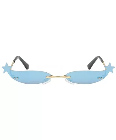 Vintage Small Sunglasses Women Rimless Mirror Lens Cat Eye Sun Glasses for Ladies Party - Blue Mirror - CF18AK2QAQY $7.69 Rim...