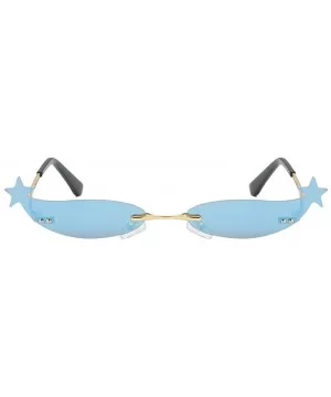 Vintage Small Sunglasses Women Rimless Mirror Lens Cat Eye Sun Glasses for Ladies Party - Blue Mirror - CF18AK2QAQY $7.69 Rim...