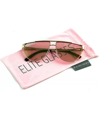 OVERSIZED Cat Eye Metal Frame Flat Top Gradient Lens Women Fashion Sunglasses - Pink - CU17Y0NZ3OO $7.08 Oversized