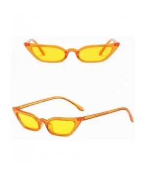 Women Vintage Cat Eye Sunglasses Retro Small Frame UV400 Eyewear Fashion Ladies (Yellow) - Yellow - CE195NK4IGL $4.83 Rectang...