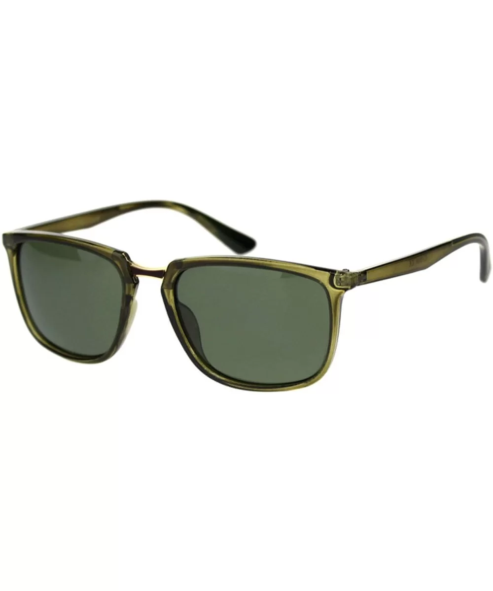 Mens Polarized Lens Sunglasses Designer Fashion Square Frame UV Block - Olive Gold (Green) - CP18TWXM2S8 $10.74 Square