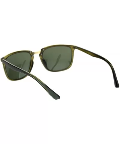 Mens Polarized Lens Sunglasses Designer Fashion Square Frame UV Block - Olive Gold (Green) - CP18TWXM2S8 $10.74 Square