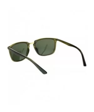 Mens Polarized Lens Sunglasses Designer Fashion Square Frame UV Block - Olive Gold (Green) - CP18TWXM2S8 $10.74 Square