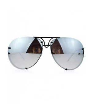 Rimless Retro Vintage Style Oversize Mirror Lens Pilot Sunglasses - Black Mirror - CZ12MA83E22 $11.78 Rimless