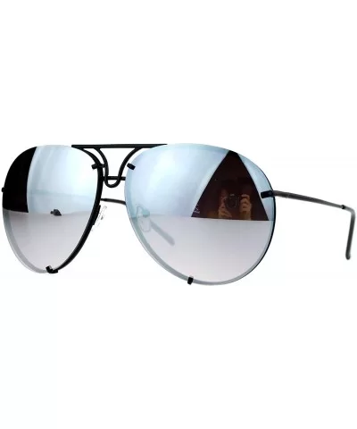 Rimless Retro Vintage Style Oversize Mirror Lens Pilot Sunglasses - Black Mirror - CZ12MA83E22 $11.78 Rimless