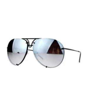 Rimless Retro Vintage Style Oversize Mirror Lens Pilot Sunglasses - Black Mirror - CZ12MA83E22 $11.78 Rimless