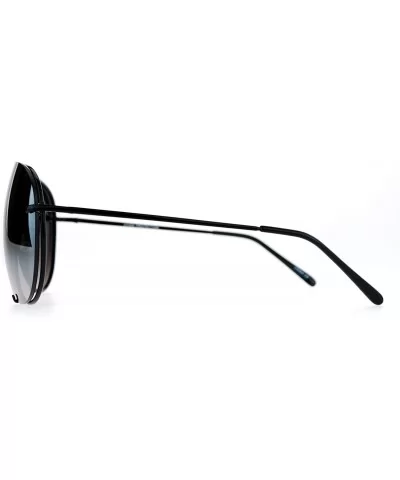 Rimless Retro Vintage Style Oversize Mirror Lens Pilot Sunglasses - Black Mirror - CZ12MA83E22 $11.78 Rimless