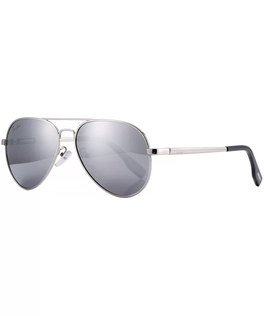 Small Polarized Aviator Sunglasses for Adult Small Face and Junior-52mm - Silver Frame/Silver Mirrored Lens - CH183GWXT80 $13...