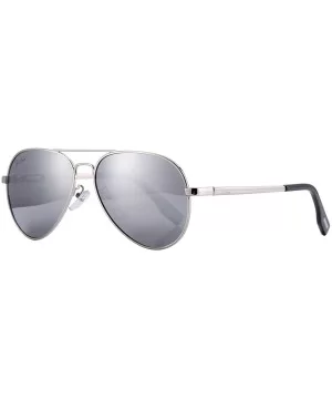 Small Polarized Aviator Sunglasses for Adult Small Face and Junior-52mm - Silver Frame/Silver Mirrored Lens - CH183GWXT80 $13...