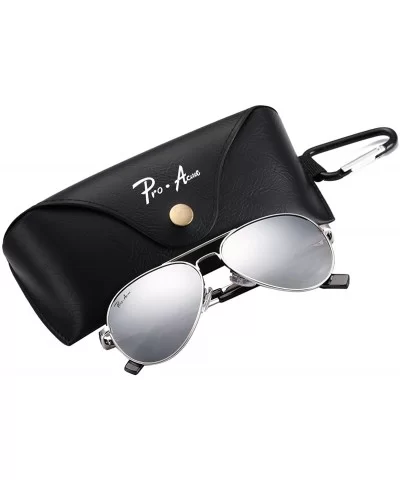 Small Polarized Aviator Sunglasses for Adult Small Face and Junior-52mm - Silver Frame/Silver Mirrored Lens - CH183GWXT80 $13...