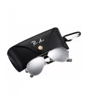 Small Polarized Aviator Sunglasses for Adult Small Face and Junior-52mm - Silver Frame/Silver Mirrored Lens - CH183GWXT80 $13...