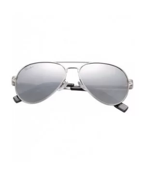 Small Polarized Aviator Sunglasses for Adult Small Face and Junior-52mm - Silver Frame/Silver Mirrored Lens - CH183GWXT80 $13...