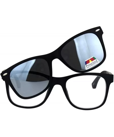 Polarized Magnetic Clip On Shade Sunglasses Bifocal Reading Glasses - Black Silver Mirror - CI18ICIH797 $12.35 Rectangular