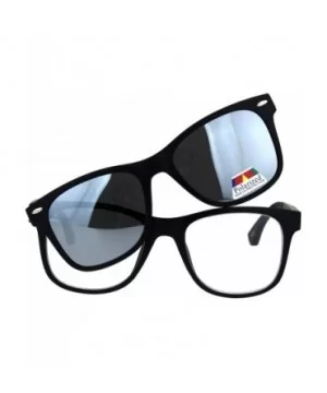 Polarized Magnetic Clip On Shade Sunglasses Bifocal Reading Glasses - Black Silver Mirror - CI18ICIH797 $12.35 Rectangular