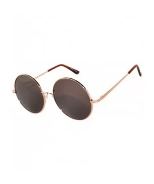 Round Retro Small Circle Tint & Mirror Colored Lens 43-55 mm Sunglasses Metal - Round_56mm_brown_lens_gold - CK183XETW8N $4.5...