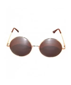 Round Retro Small Circle Tint & Mirror Colored Lens 43-55 mm Sunglasses Metal - Round_56mm_brown_lens_gold - CK183XETW8N $4.5...