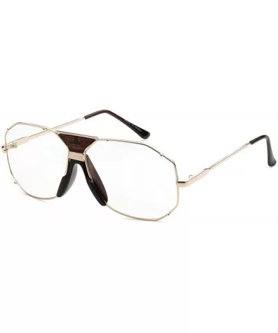 Gold Designer Clear Hillside Eyeglasses UV Protection - Gold - CY180WTU4I5 $10.77 Aviator