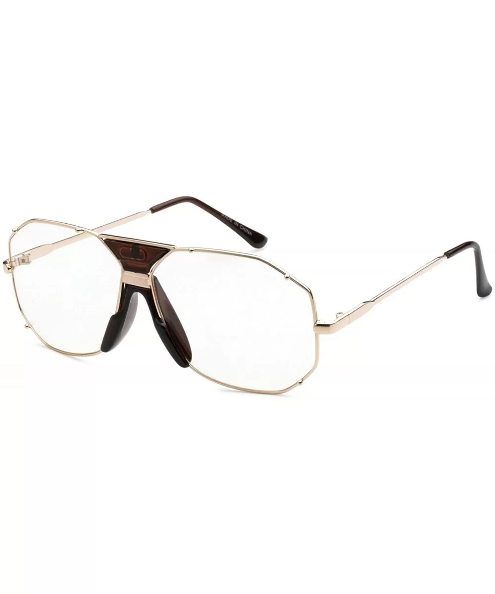 Gold Designer Clear Hillside Eyeglasses UV Protection - Gold - CY180WTU4I5 $10.77 Aviator