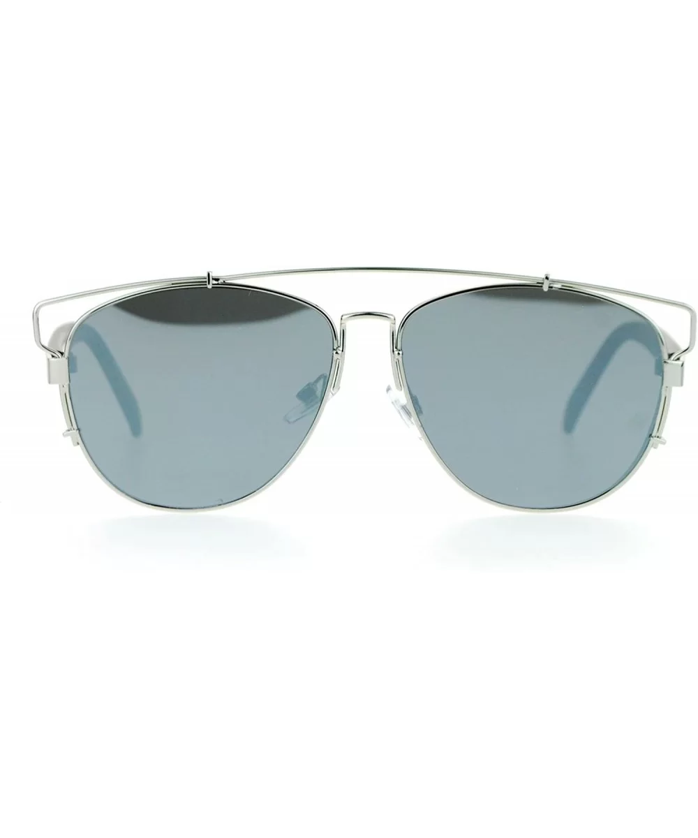 Ultra Flat Unique Retro Mirrored Lens Wire Half Rim Look Sunglasses - Silver Mirror - CA126SXYI3J $8.03 Wayfarer