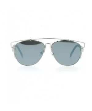 Ultra Flat Unique Retro Mirrored Lens Wire Half Rim Look Sunglasses - Silver Mirror - CA126SXYI3J $8.03 Wayfarer