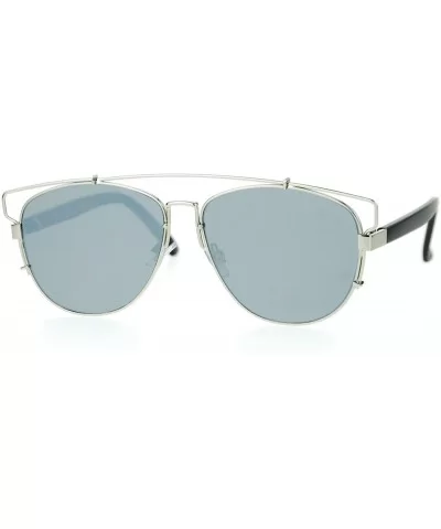 Ultra Flat Unique Retro Mirrored Lens Wire Half Rim Look Sunglasses - Silver Mirror - CA126SXYI3J $8.03 Wayfarer