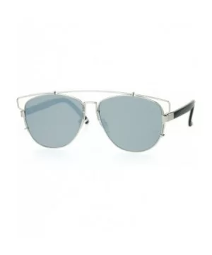 Ultra Flat Unique Retro Mirrored Lens Wire Half Rim Look Sunglasses - Silver Mirror - CA126SXYI3J $8.03 Wayfarer