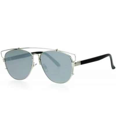 Ultra Flat Unique Retro Mirrored Lens Wire Half Rim Look Sunglasses - Silver Mirror - CA126SXYI3J $8.03 Wayfarer