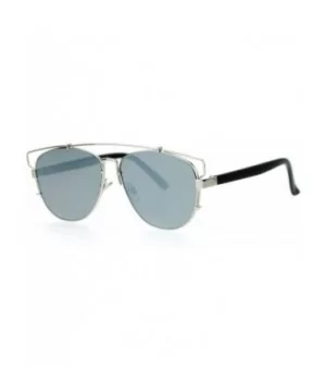 Ultra Flat Unique Retro Mirrored Lens Wire Half Rim Look Sunglasses - Silver Mirror - CA126SXYI3J $8.03 Wayfarer