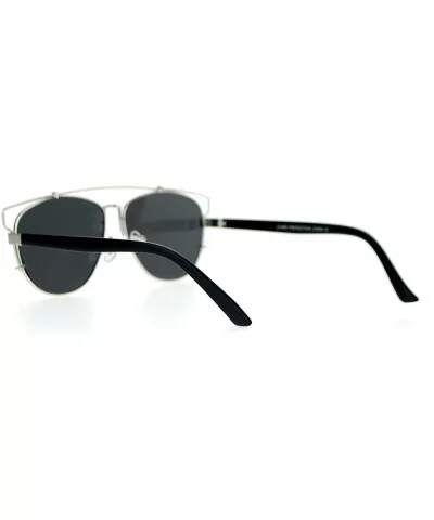 Ultra Flat Unique Retro Mirrored Lens Wire Half Rim Look Sunglasses - Silver Mirror - CA126SXYI3J $8.03 Wayfarer