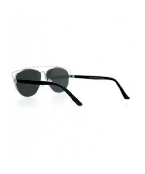 Ultra Flat Unique Retro Mirrored Lens Wire Half Rim Look Sunglasses - Silver Mirror - CA126SXYI3J $8.03 Wayfarer