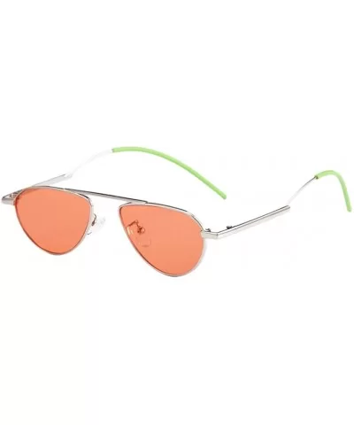 Oval Sunglasses Women Men Candy Color Sun Glasses Metal Frame - Silver+orange - C01962D55GN $5.37 Oval