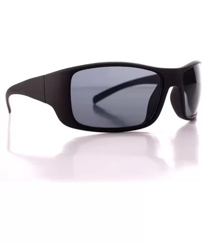 Men's Driving Wrap Sport Sunglasses- Grey Lens - Matte Black - CF18GNGODMG $6.20 Wrap