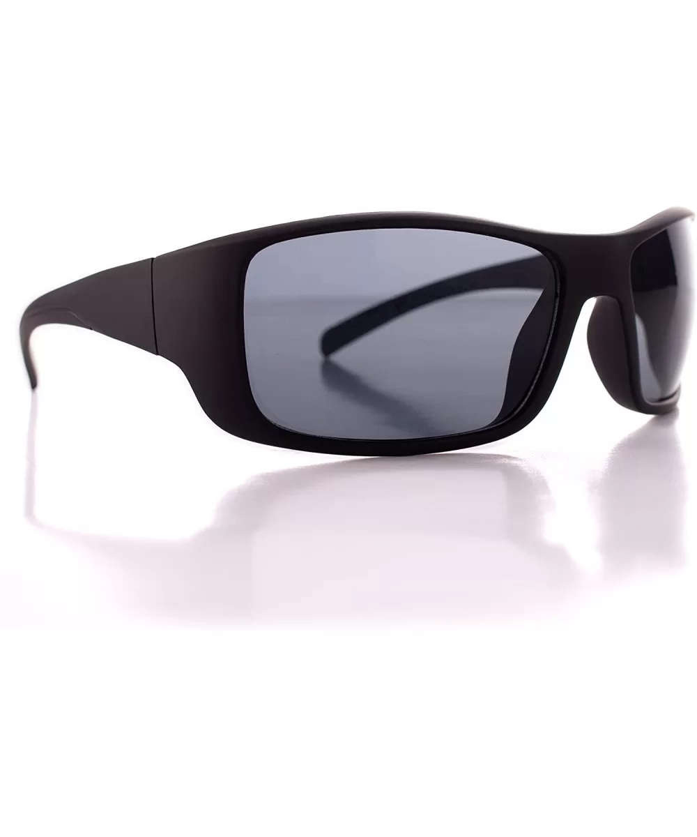 Men's Driving Wrap Sport Sunglasses- Grey Lens - Matte Black - CF18GNGODMG $6.20 Wrap