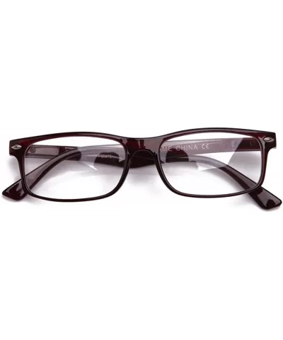 Unisex Translucent Simple Design No Logo Clear Lens Glasses Squared Fashion Frames - Brown - CN11LA5265R $7.44 Oversized