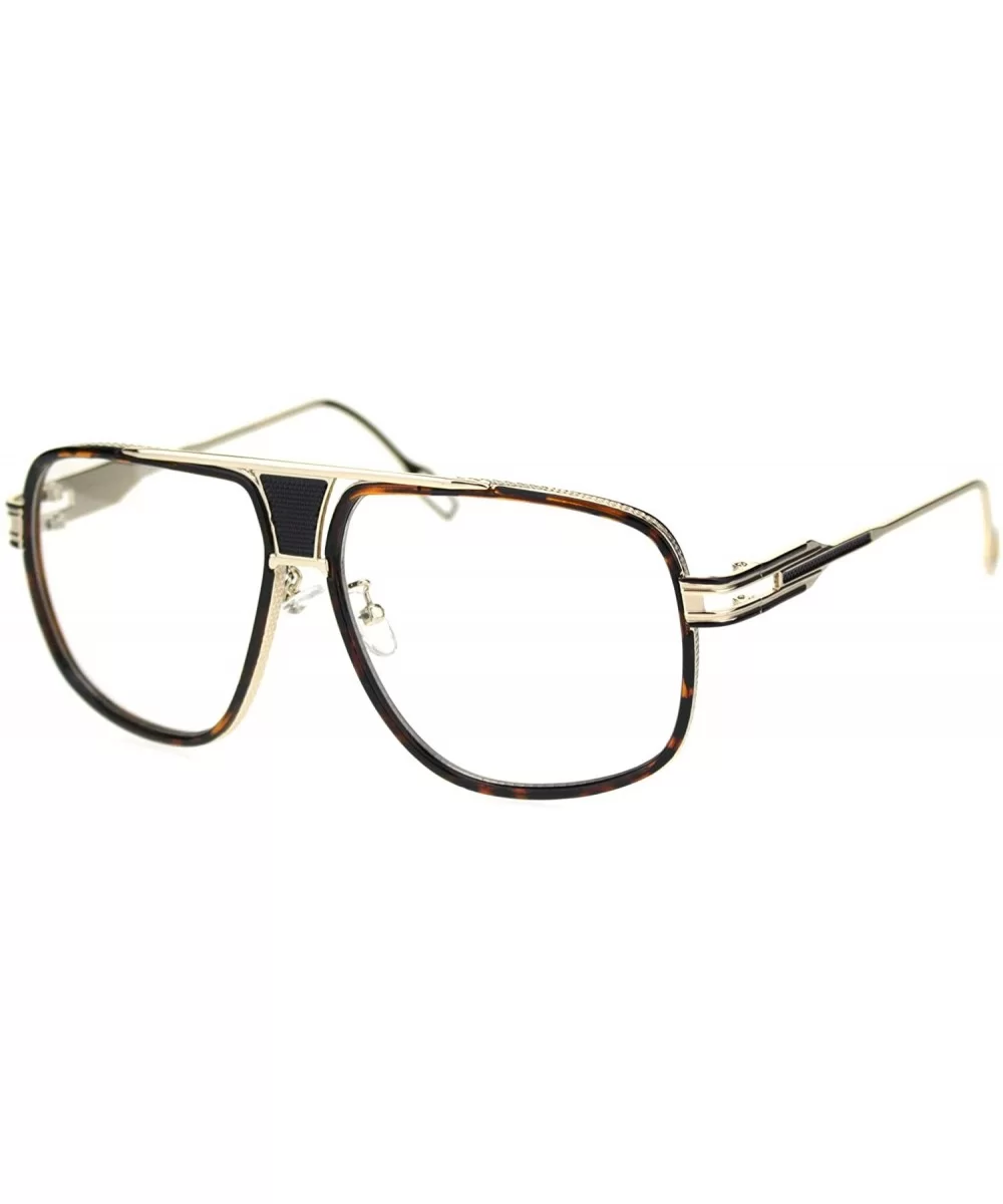 Mens Retro Racer Geeky Nerd Mobster Clear Lens Eye Glasses - Gold Tortoise - CE18R0ZMHDN $13.04 Rectangular