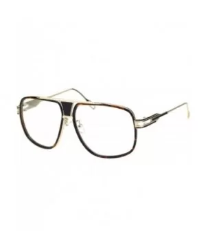 Mens Retro Racer Geeky Nerd Mobster Clear Lens Eye Glasses - Gold Tortoise - CE18R0ZMHDN $13.04 Rectangular