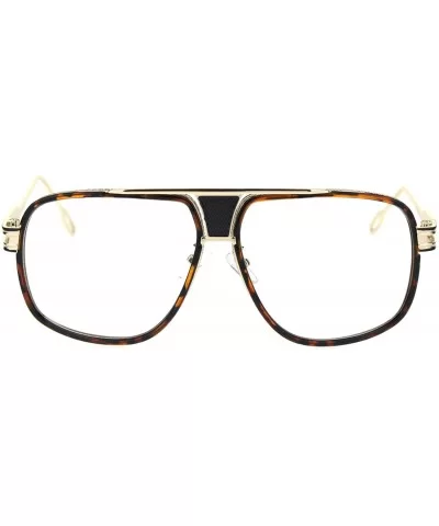 Mens Retro Racer Geeky Nerd Mobster Clear Lens Eye Glasses - Gold Tortoise - CE18R0ZMHDN $13.04 Rectangular